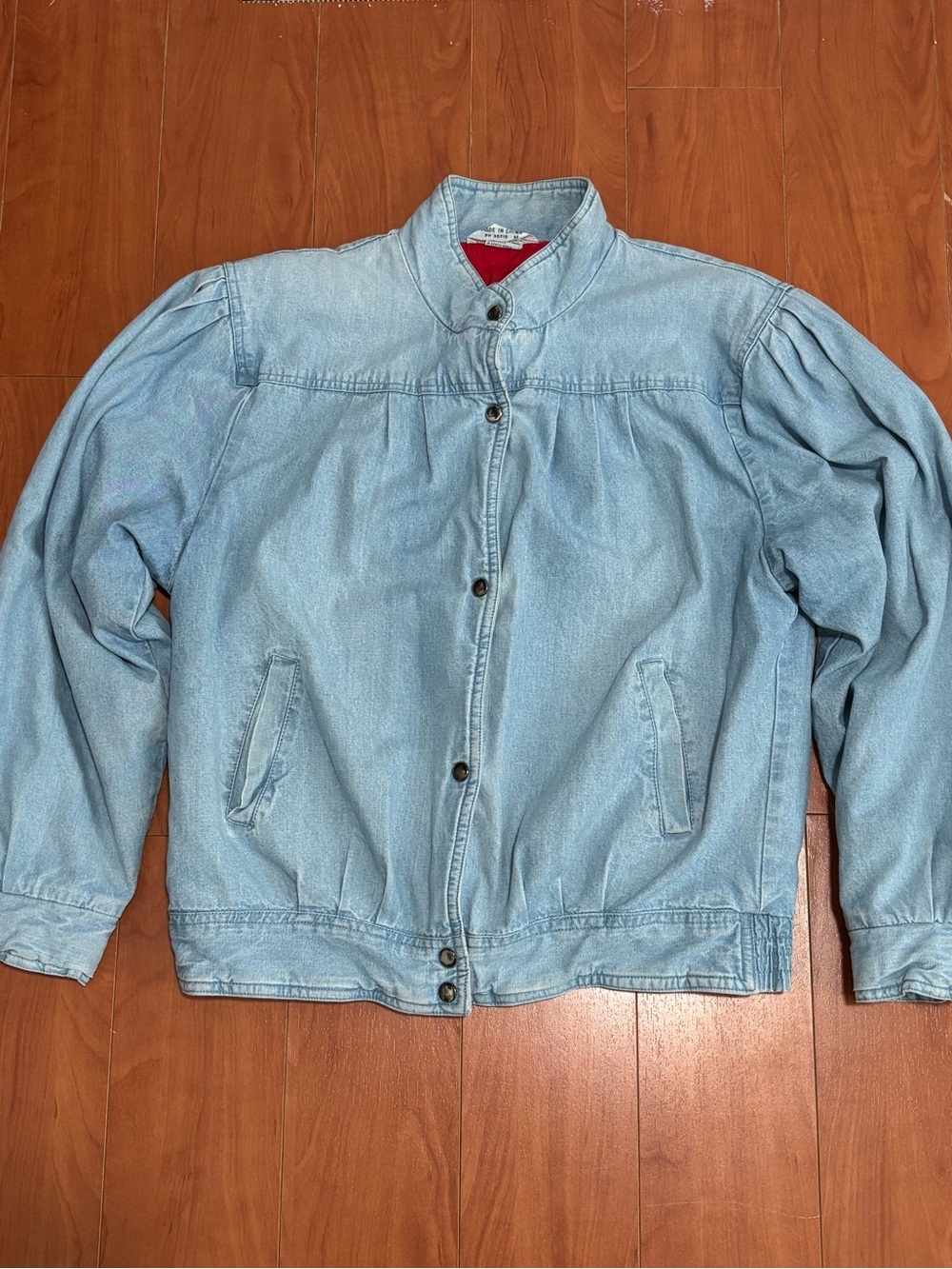 Vintage Otello Pelle 80s Denim Bomber Jacket - Size M